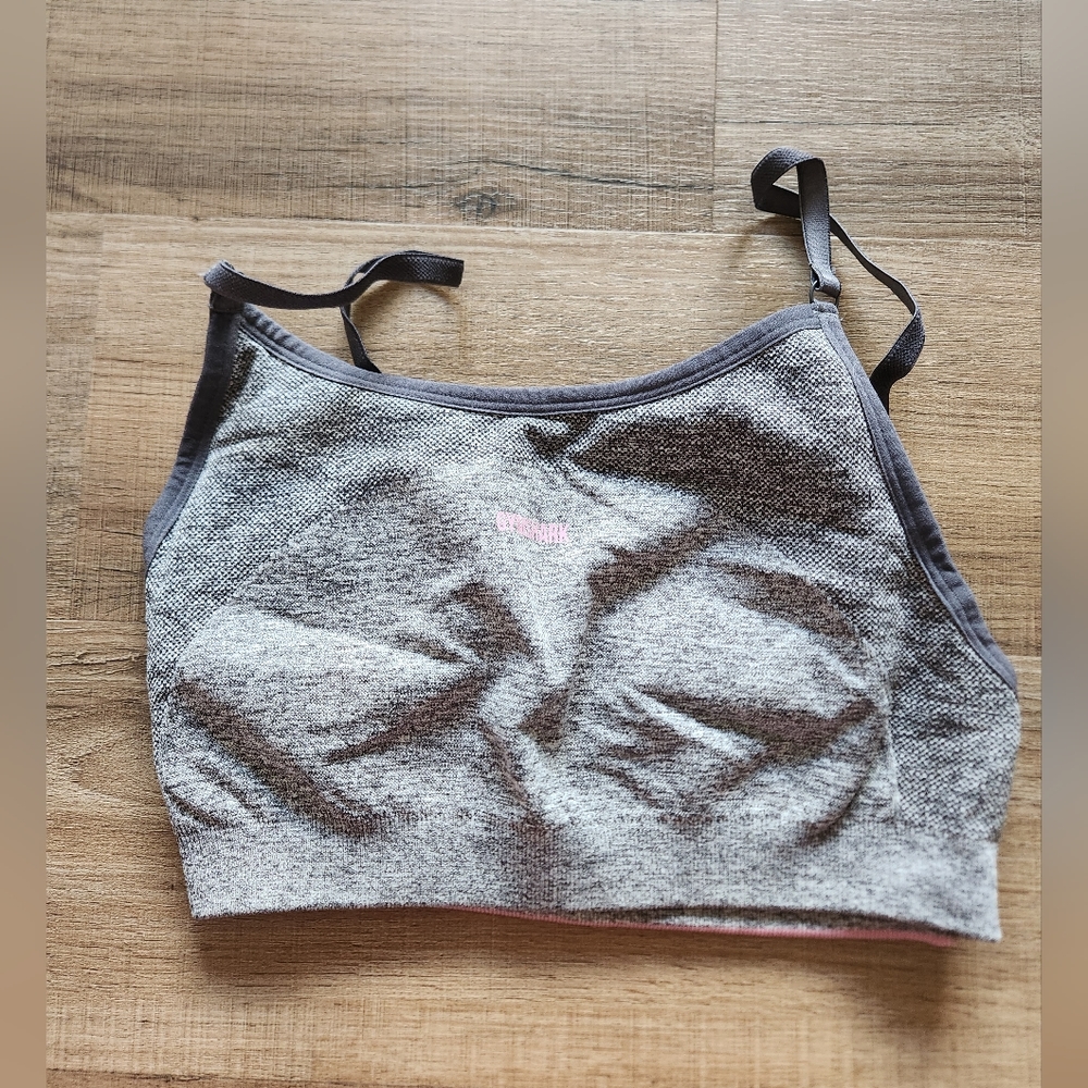 Gymshark Flex Strappy Sports Bra - Charcoal Marl/Dusty Pink - S